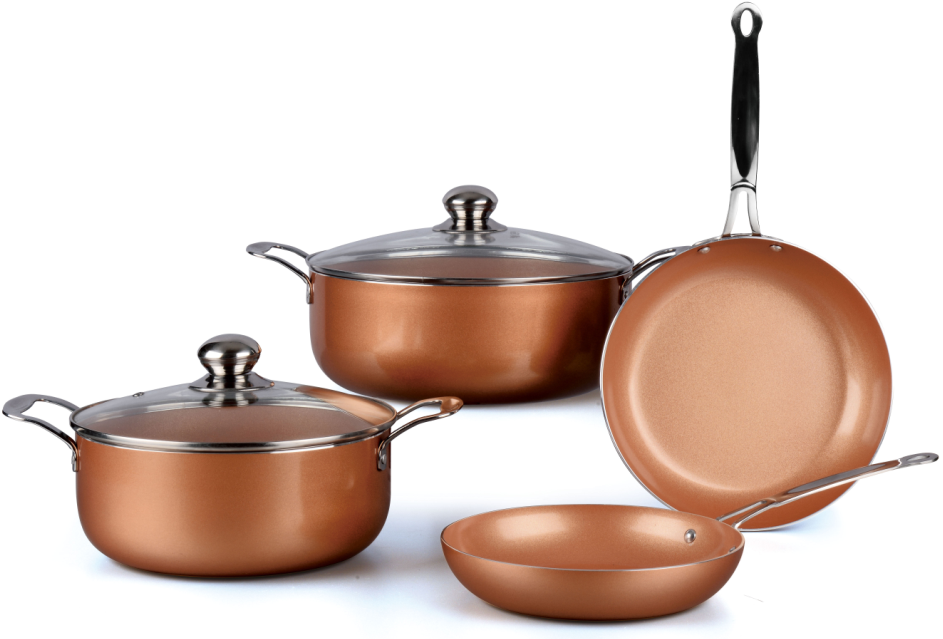 Household High Quality Copper Cooking Pot Fry Pan And Casserole Cookware Sets