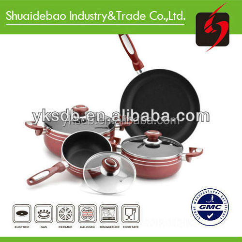 Hot Aluminum Cookware Sets Pressed Soup Pot With Glass Lid