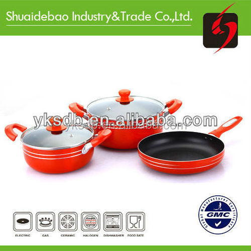 Hot Aluminum Cookware Sets Pressed Soup Pot With Glass Lid