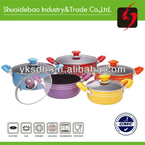 Hot Aluminum Cookware Sets Pressed Soup Pot With Glass Lid