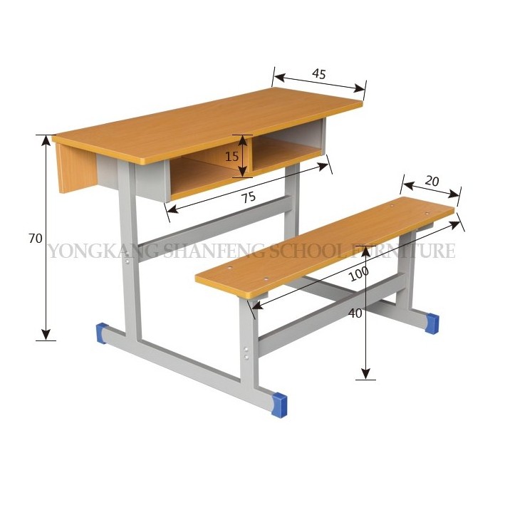 Shanfeng Double Desks And Chairs For School Benches With Metal Connections