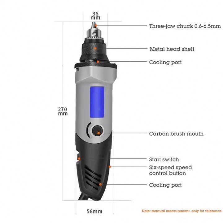 High Power 400W Electric Grinder 6mm Speed Clamp Straight Grinder Small Electric Grinding and Polishing Machine Jade Carving Pen