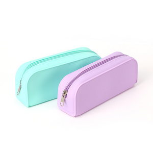 Custom Waterproof Silicone Square Shape Pencil Case Silicone Kids Stationery Box Back To School Pencil Bag Cute Pouch