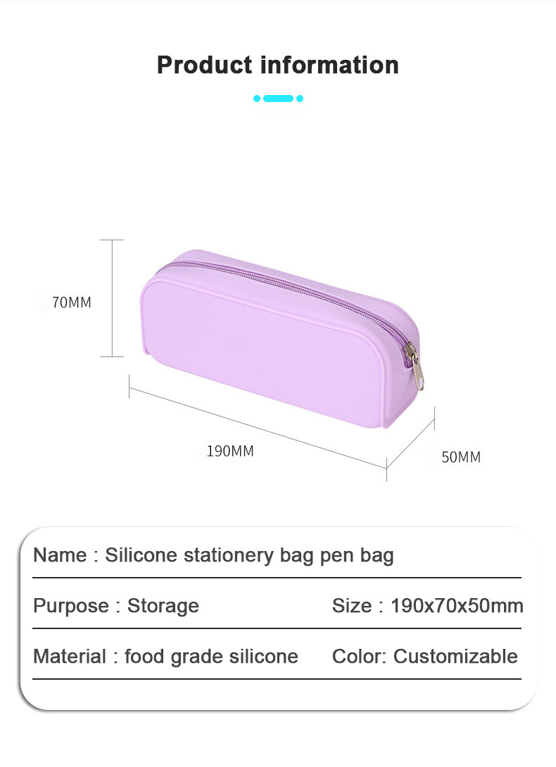 Custom Waterproof Silicone Square Shape Pencil Case Silicone Kids Stationery Box Back To School Pencil Bag Cute Pouch