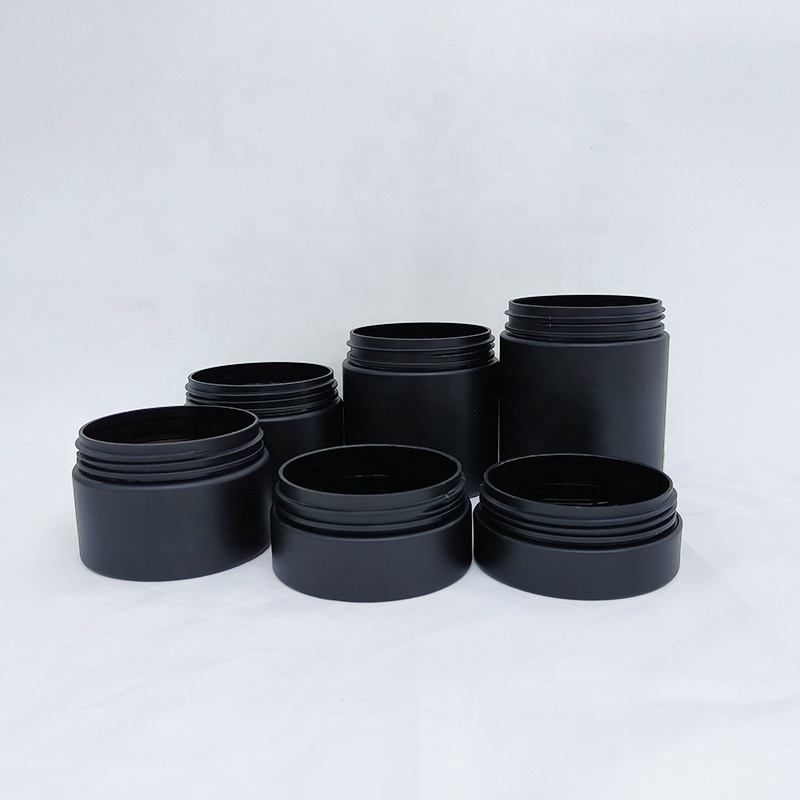 Wholesale Cosmetic Food Packaging 100ml 150ml 200ml 250ml 300ml Amber Black PET Plastic Cosmetic Cream Jar With White Black Lid