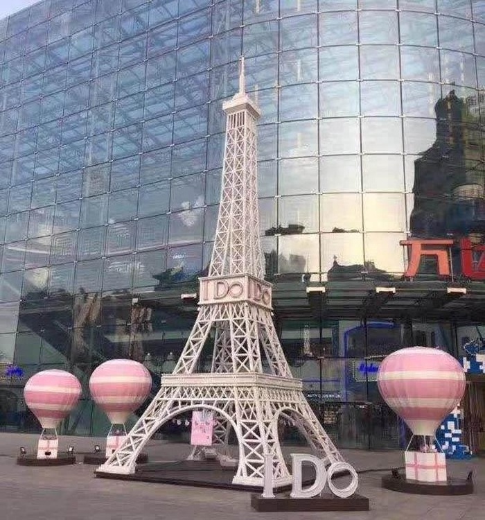 Modern art eiffel tower sculpture outdoor landscape shopping mall decor metal statue