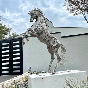 large modern artificial horse outdoor garden statue home yard decor stainless steel abstract animal art sculpture