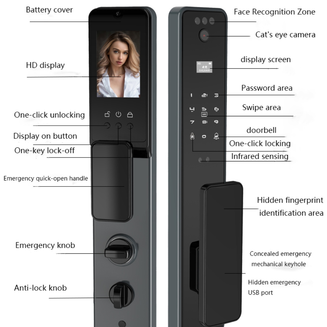 Hot Selling Veise Display Fingerprint Lock Password 3D Card Lock Smart Keyless Entry Door Lock With App