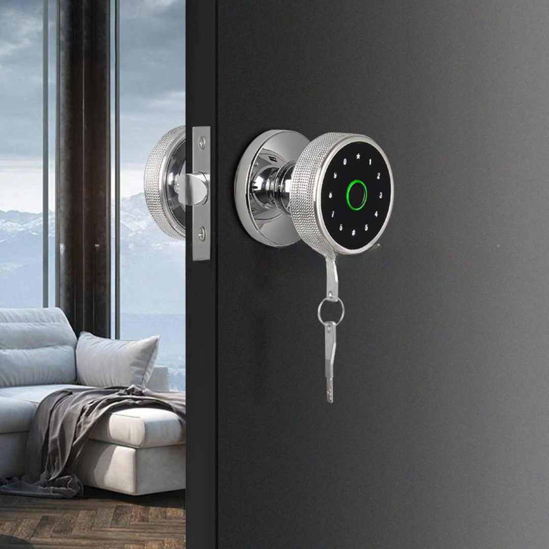 High Safety Level Double Sided Key Lock Door Knob Fingerprint Tuya Smart Locks for Doors Cylinder with Key and Knob