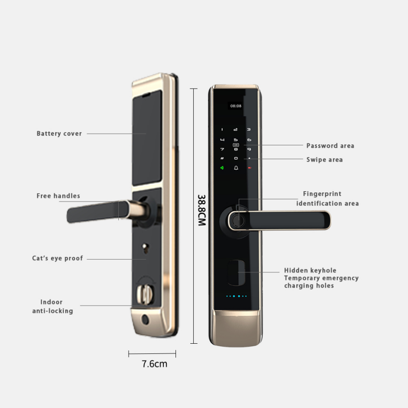 Quality Protection Tuya Wifi Digital Electronic Smart Door Lock Code WeChat Mini Program Smart Lock For Aluminum Door