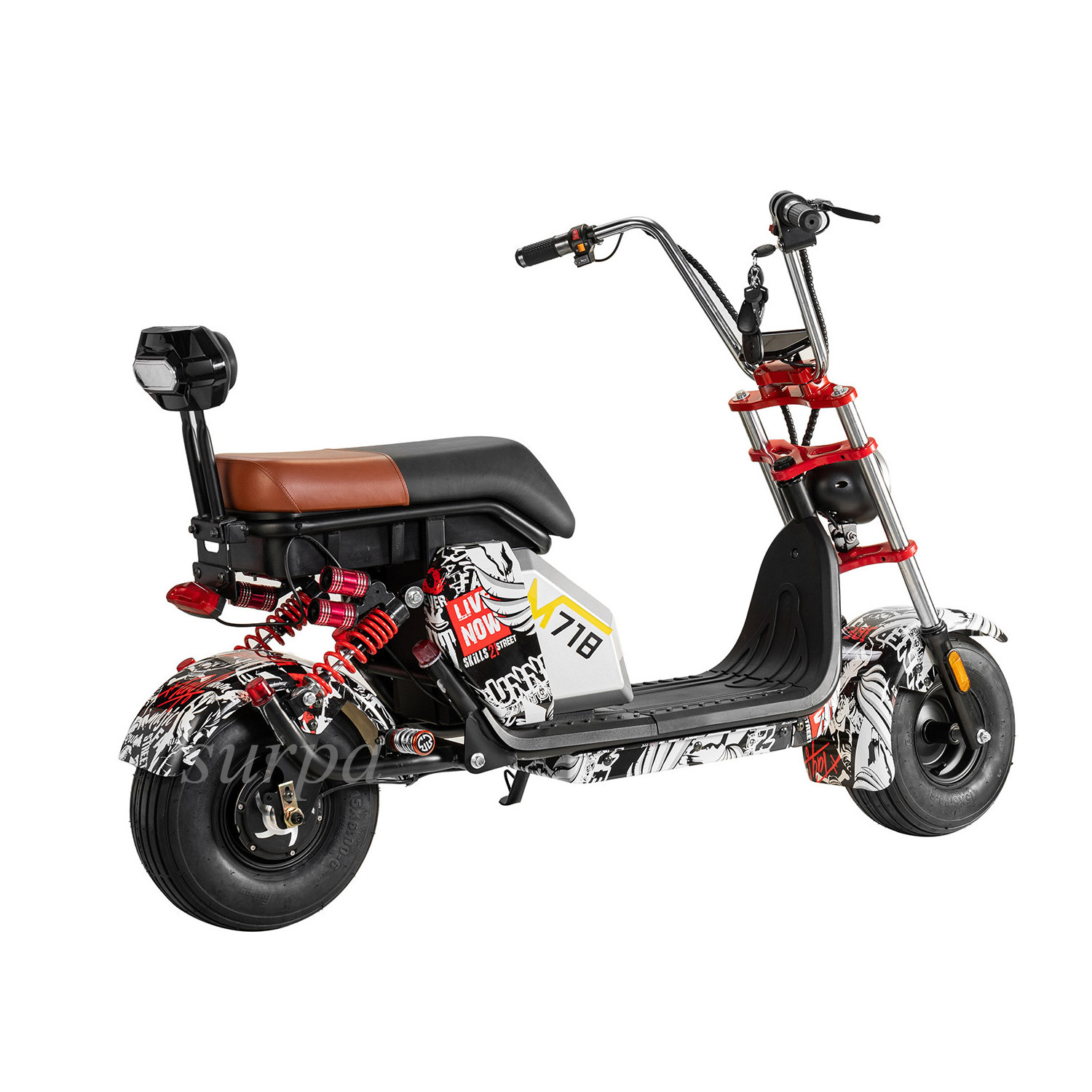 1000w 48v12ah/20ah lithium battery mini citycoco kids fat tire electric moped scooter adult/trike/tricycle