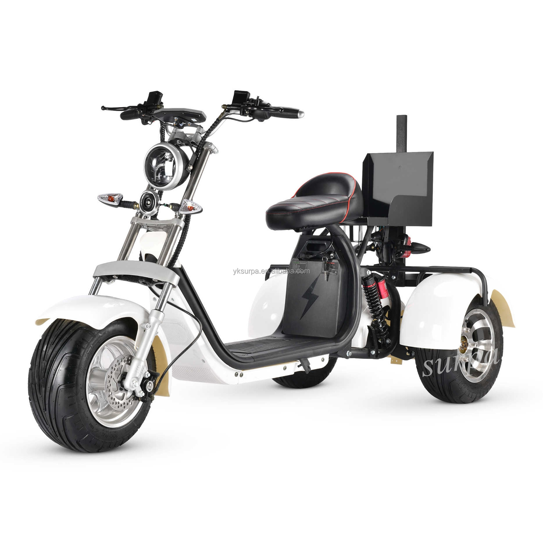 1000w 2000w 60v12ah /20ah two removable battery citycoco fat tire 3 wheel electric bike scooters with basket