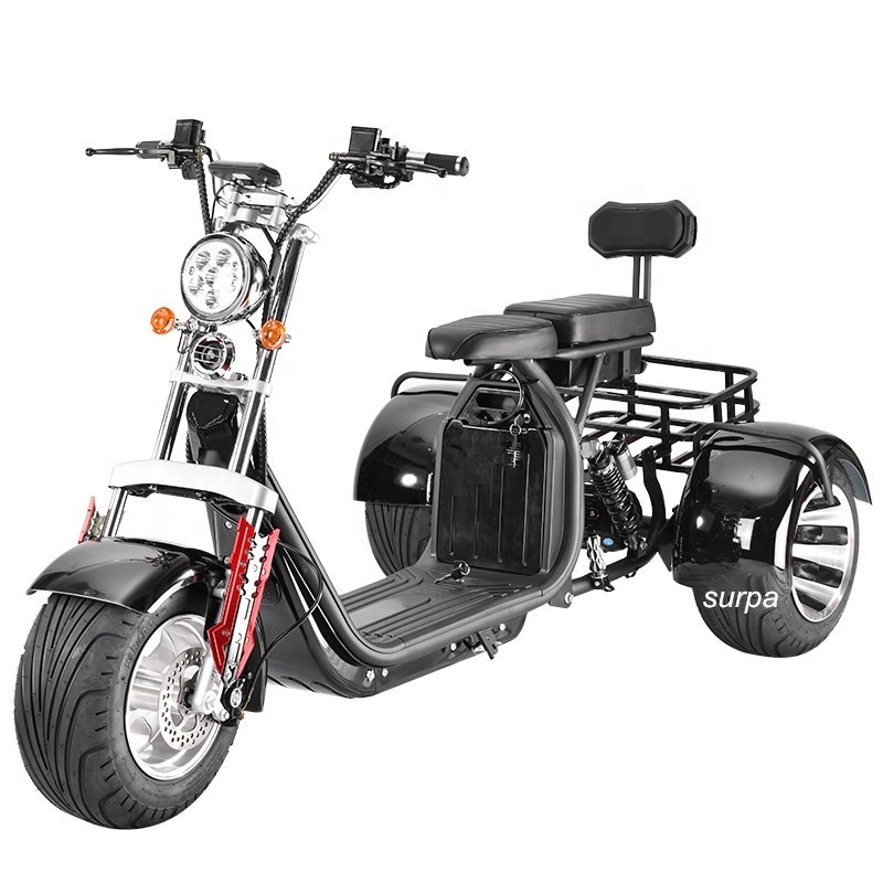 2000w 60v12ah/20ah li-ion battery citycoco fat tire trike 3 wheel electric vehicle/electric three wheel scooter motorcycle