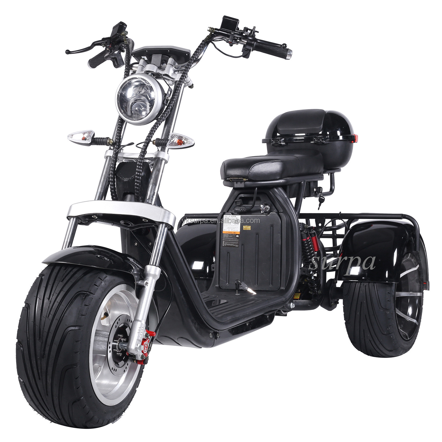 1000w 2000w 60v12ah /20ah two removable battery citycoco fat tire 3 wheel electric bike scooters with basket