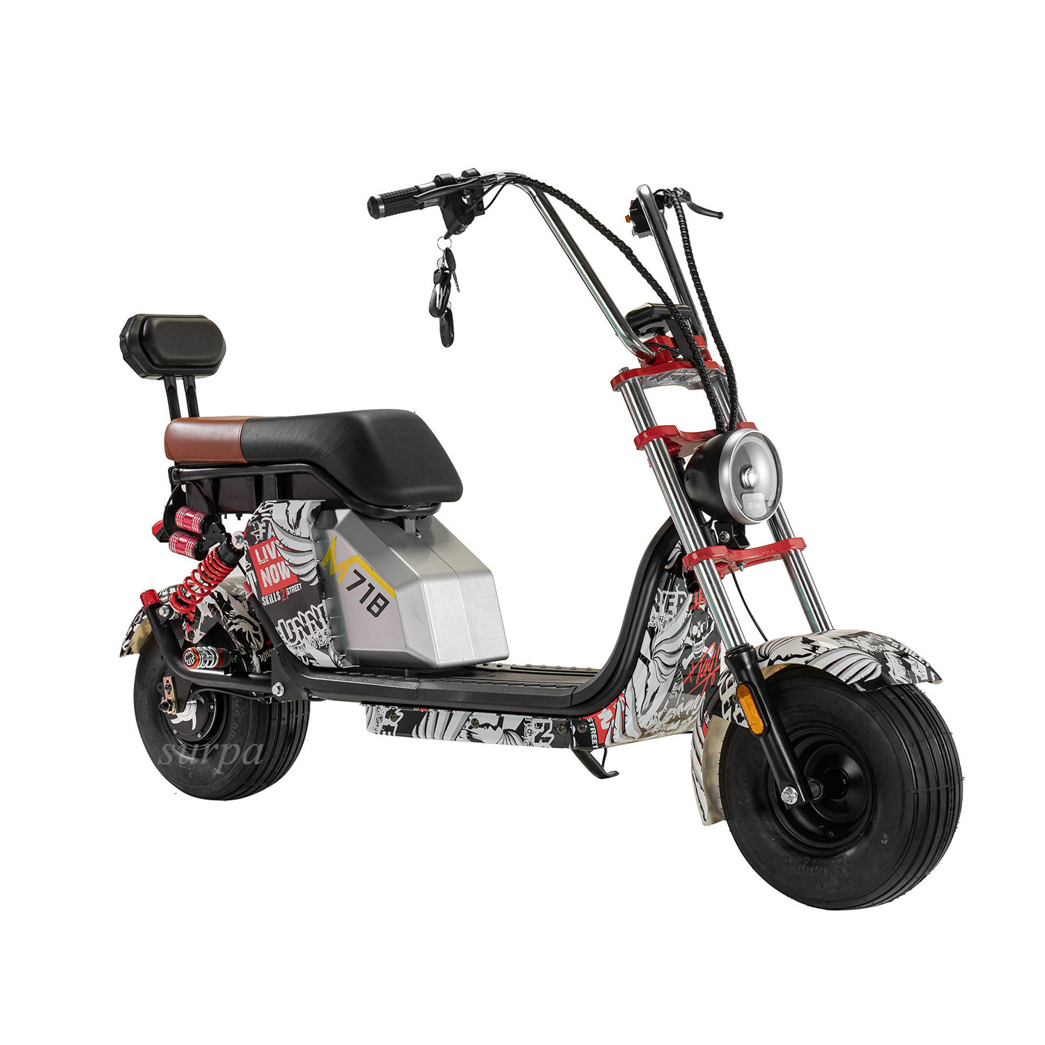 1000w 48v12ah/20ah lithium battery mini citycoco kids fat tire electric moped scooter adult/trike/tricycle