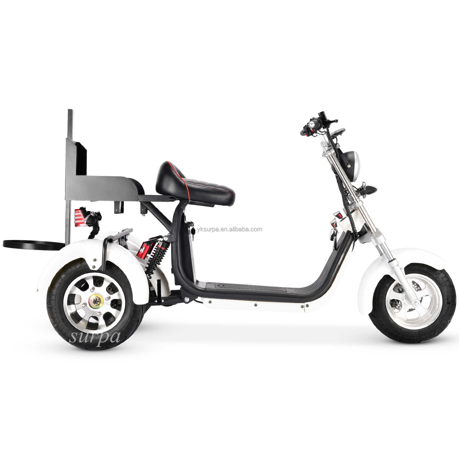 1000w 2000w 60v12ah /20ah two removable battery citycoco fat tire 3 wheel electric bike scooters with basket