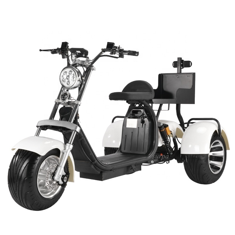 1000w 2000w 60v12ah/20ah li-ion battery citycoco fat tire three wheel tricycle trike electric golf scooters with bag holder