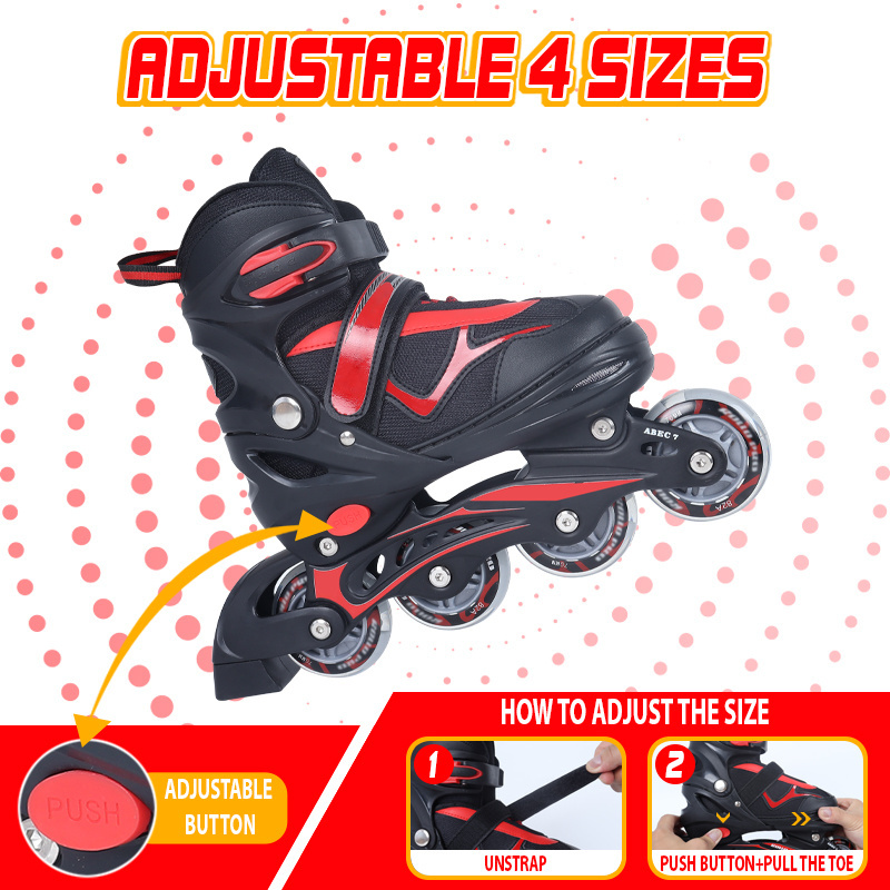 Fashion Adjustable 4 Wheel Flashing Roller Skate Shoes For Adult Girl Kids Rollerskates Inline Skates