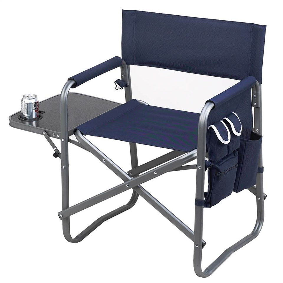 Deluxe Portable Folding Director Chair With Side Table and with headrest Canvas Director Chairs