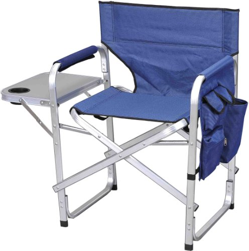 Deluxe Portable Folding Director Chair With Side Table and with headrest Canvas Director Chairs