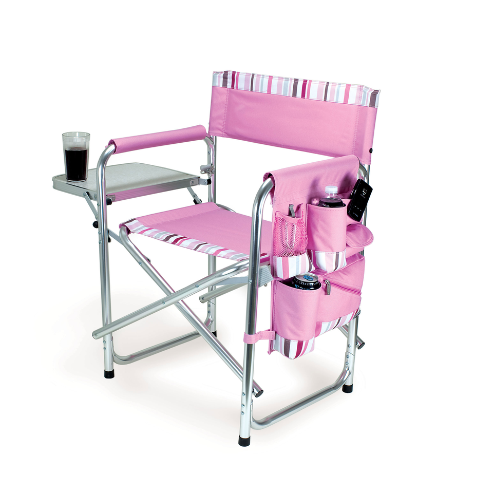 Deluxe Portable Folding Director Chair With Side Table and with headrest Canvas Director Chairs