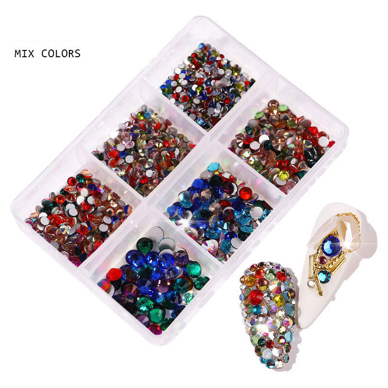 Fluorescence 3d Nail Art Cheap Decoration 3d Beauty Nail Rhinestone Press on Fake Nails Diamond Box