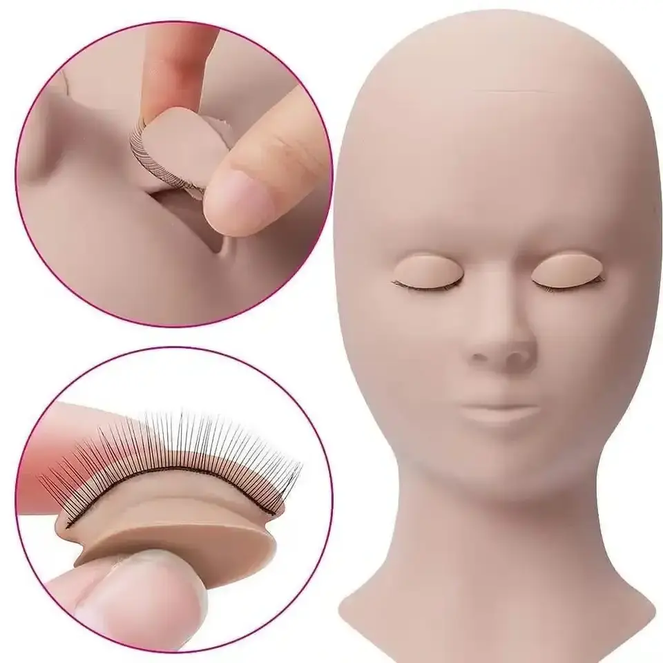 Eyelash Extension Practice Training Mannequin head Silicone Removable Eyelids White Black Brown 3 layers Lash Mannequin Head