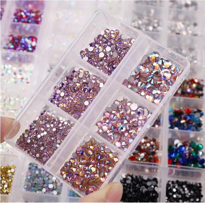 Fluorescence 3d Nail Art Cheap Decoration 3d Beauty Nail Rhinestone Press on Fake Nails Diamond Box