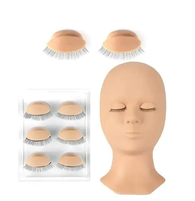 Eyelash Extension Practice Training Mannequin head Silicone Removable Eyelids White Black Brown 3 layers Lash Mannequin Head