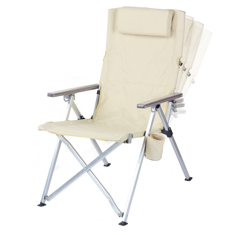 Outdoor Furniture Custom Logo High Back Recliner Relax Lightweight Foldable Portable Adjustable Camping Chair