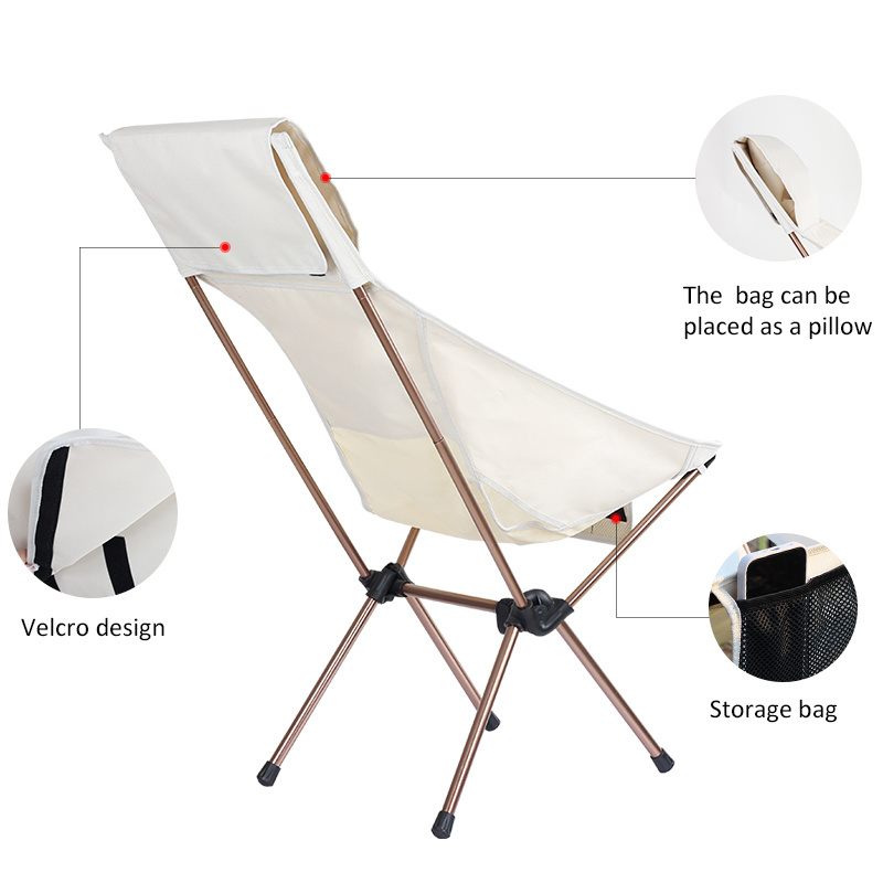 Korea Outdoor Portable Travel Beach Backpack High Back Ultralight Compact Folding Camping Moon Chair