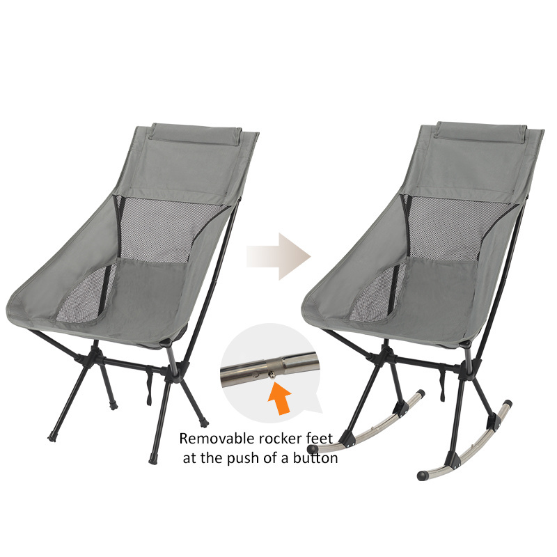 Wholesale Outdoor Portable Aluminum Ultralight High Back Folding Lawn Chairs Beach Camping Rocking Chair