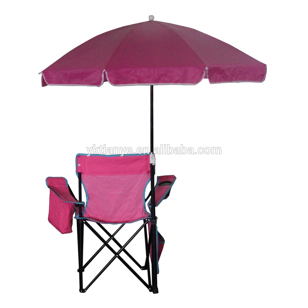 wholesale cheap outdoor folding camping beach chair with umbrella and cup holder