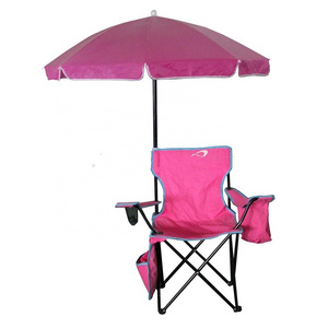 wholesale cheap outdoor folding camping beach chair with umbrella and cup holder