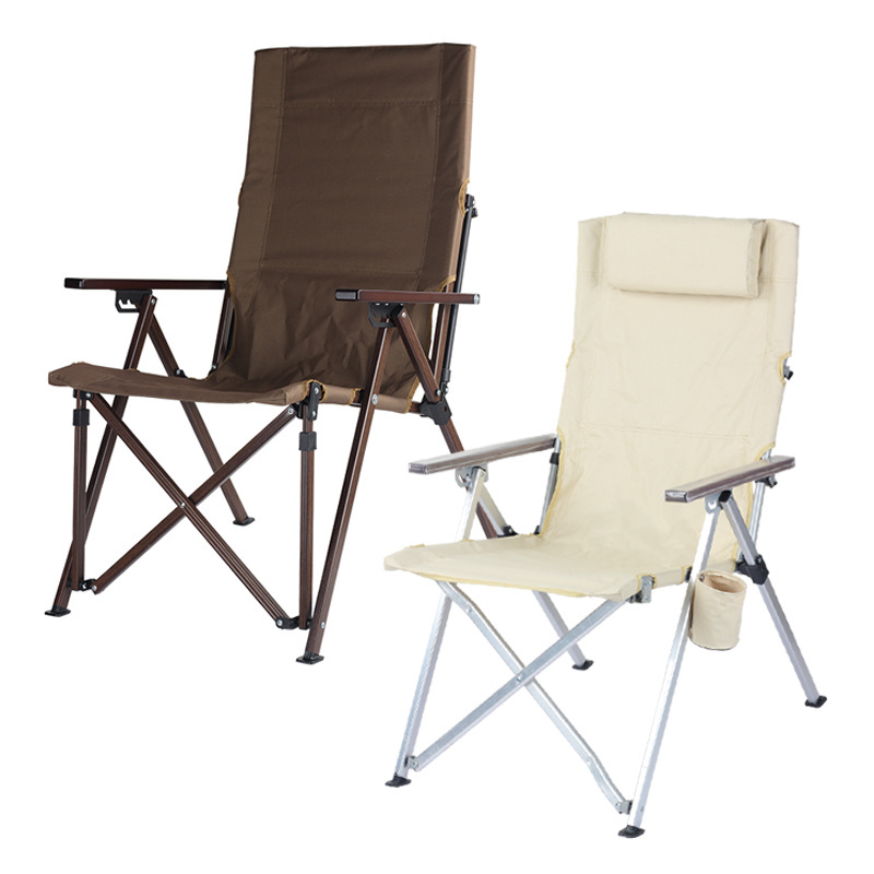 Outdoor Furniture Custom Logo High Back Recliner Relax Lightweight Foldable Portable Adjustable Camping Chair