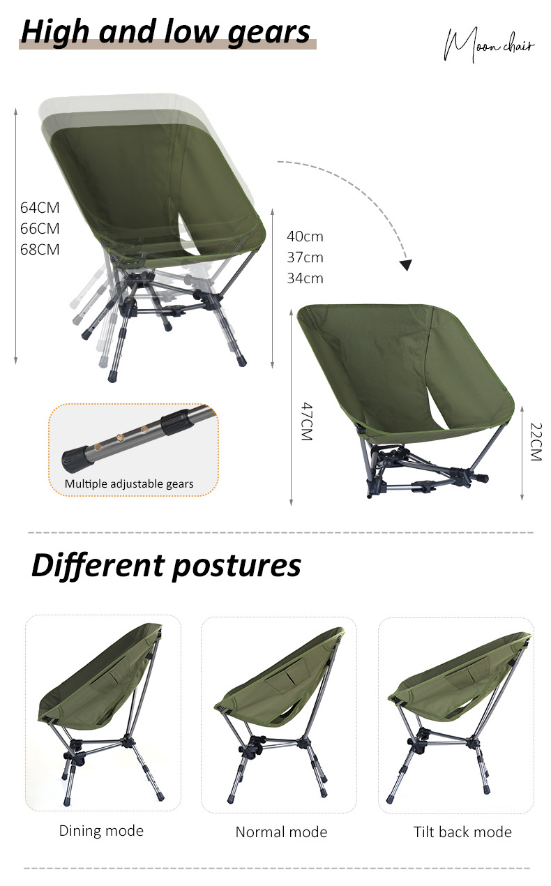 Factory Manufacturer Aluminium Khaki Outdoor Picnic Folding Compact Camping Portable Chair Ultralight Triangle Backpacking Chair