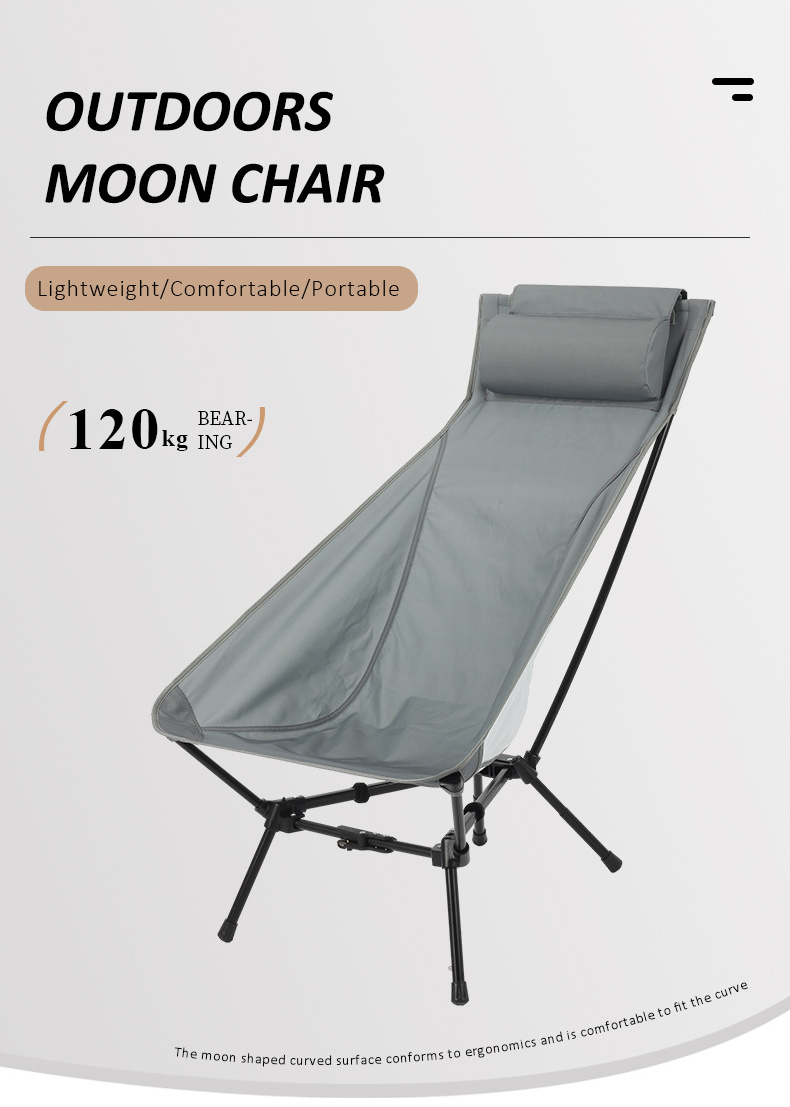 Customized Outdoor Lightweight Oversized Large Heavy Duty Compact Backpacking Chair Folding Camping Moon Chair