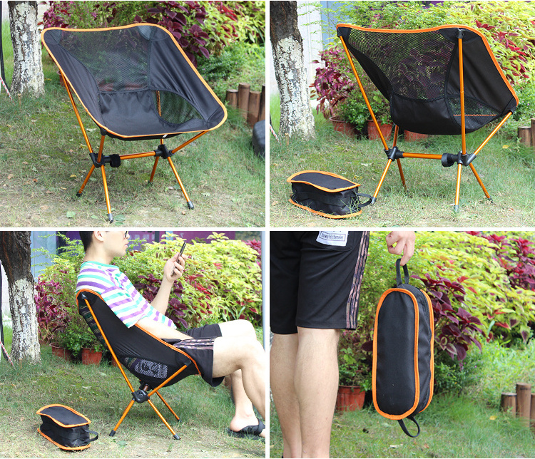 1 pc Ultralight Collapsable Portable Aluminum Fishing Folding Moon Camping Backpacking Chair With Carry Bag