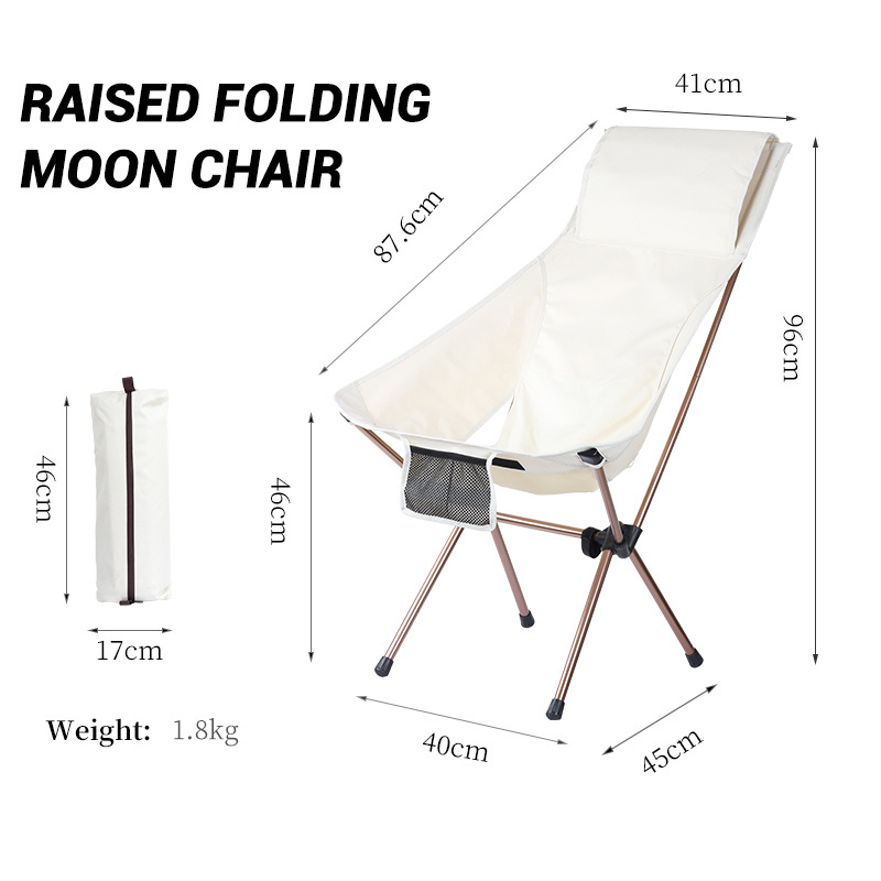 Korea Outdoor Portable Travel Beach Backpack High Back Ultralight Compact Folding Camping Moon Chair