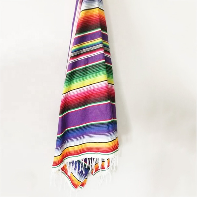 Mexican Rainbow Travel Customized Blankets With Tassel 59 X 84 Inch, Fringe Knitted Sofa Bed Blanket