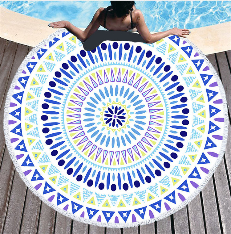 Factory Direct Supply Of Mandala Round Printing Microfiber Plus Tassel Feel Soft And Customizable Beach Towel