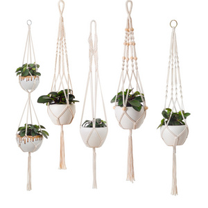 High Quality Bohemian Indoor Outdoor Wall Hanging Plant Hanger Handmade Cotton Macrame Plant Hangers