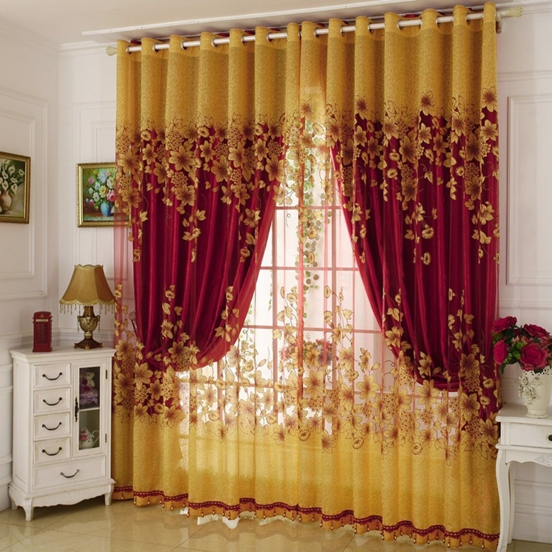 Turkish Style Home Floral Pattern Jacquard Curtains Blackout Fabric Drapes For Living Room Decoration