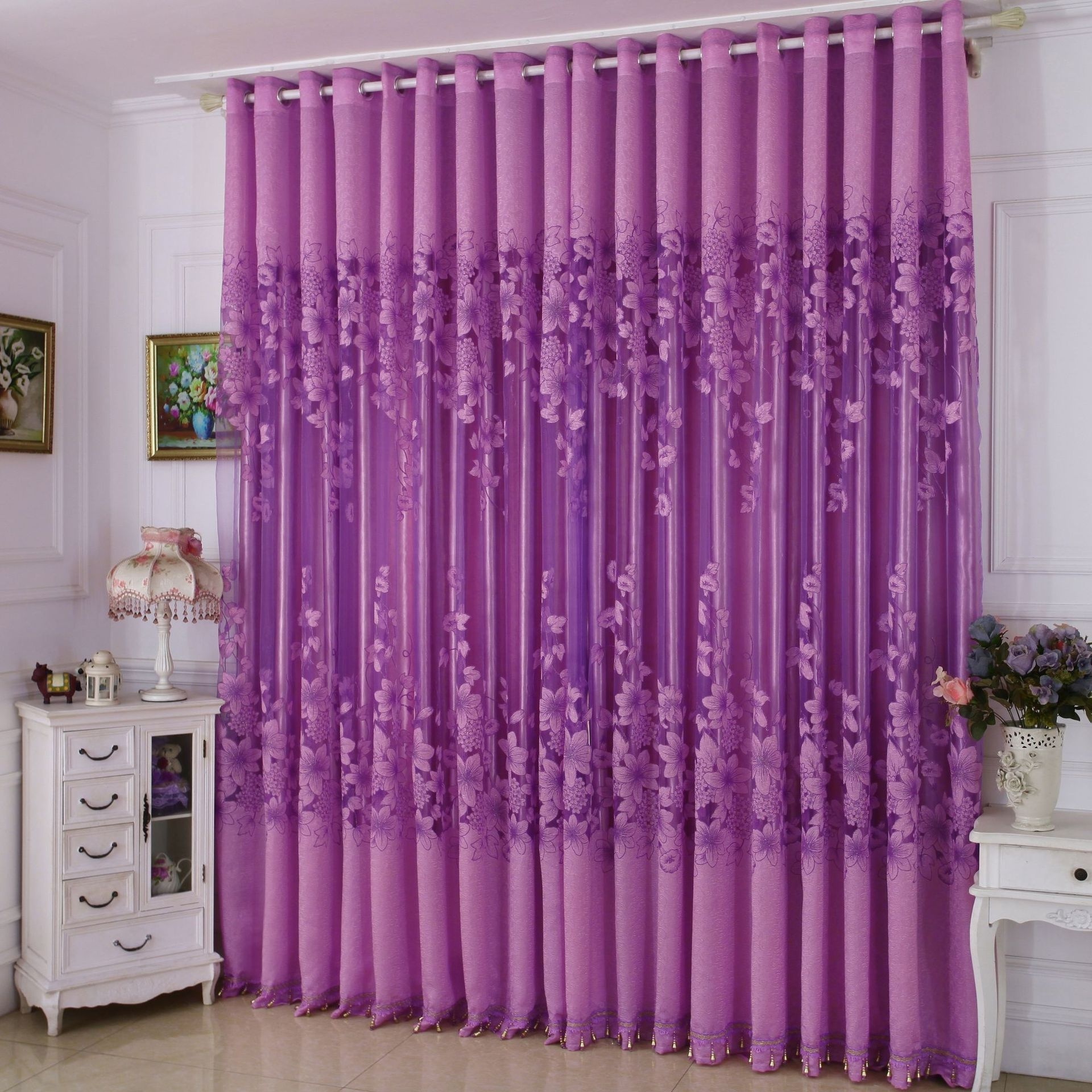 Turkish Style Home Floral Pattern Jacquard Curtains Blackout Fabric Drapes For Living Room Decoration