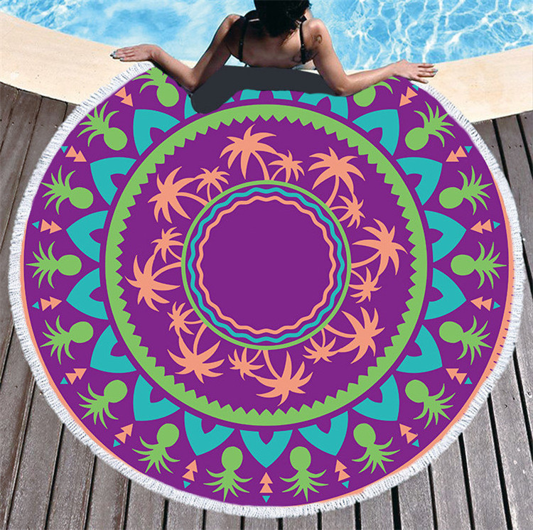 Factory Direct Supply Of Mandala Round Printing Microfiber Plus Tassel Feel Soft And Customizable Beach Towel