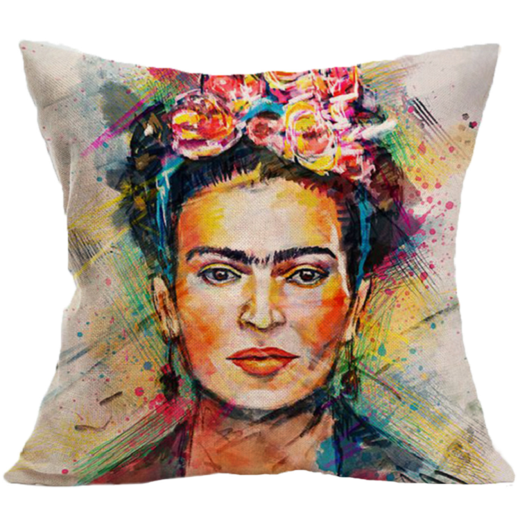 Wholesale Customized Mexican Woman Digital Printed Polyester Fabric Pillow Case Car Cushion Cover