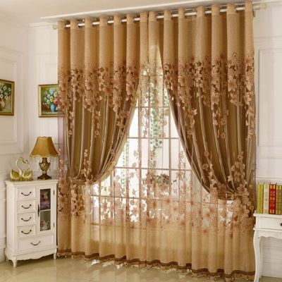 Turkish Style Home Floral Pattern Jacquard Curtains Blackout Fabric Drapes For Living Room Decoration