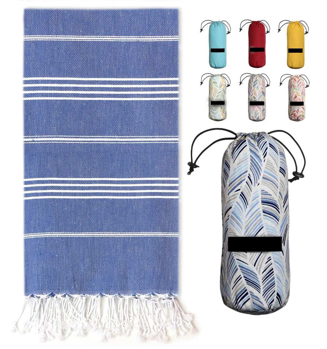 Turkish Light Travel Quick Dry Sand Free Lightweight Large Oversized Towels Turkish Beach Towel with Travel Bag