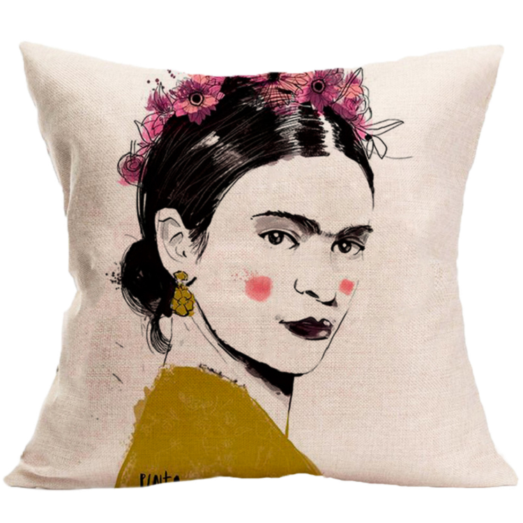 Wholesale Customized Mexican Woman Digital Printed Polyester Fabric Pillow Case Car Cushion Cover