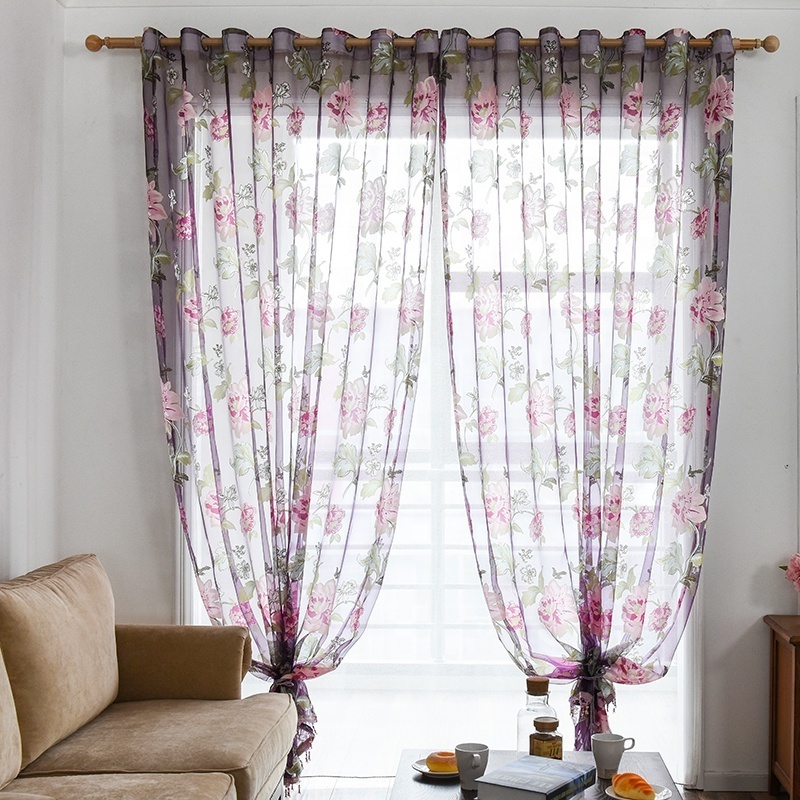 Luxury Turkish Design Floral Beaded Sheer Curtains Panels Voile For Hotel Living Room Home Decor Sheer Curtain Transparent